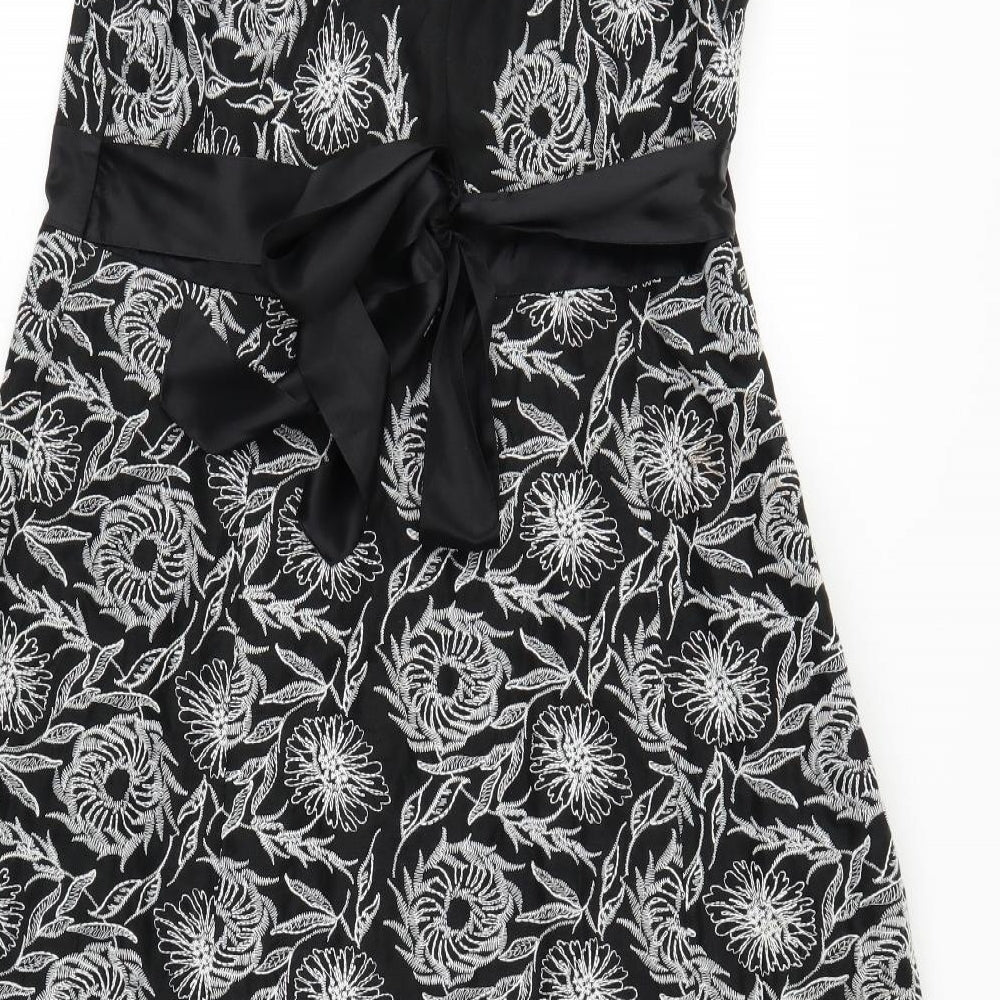 Monsoon Womens Black Floral  A-Line  Size 16
