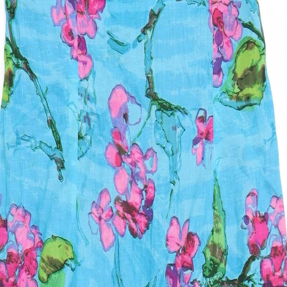 Monsoon Womens Blue Floral  A-Line  Size 16