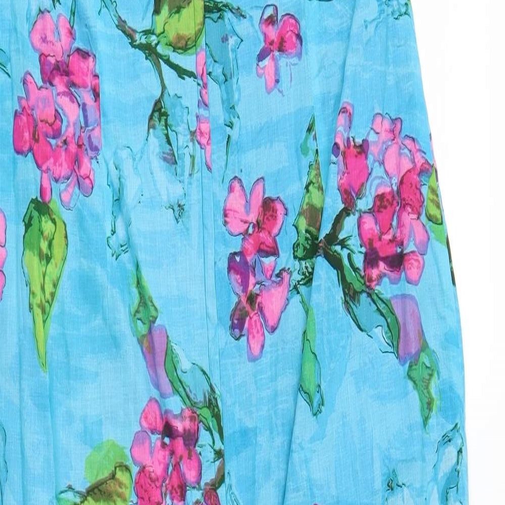 Monsoon Womens Blue Floral  A-Line  Size 16