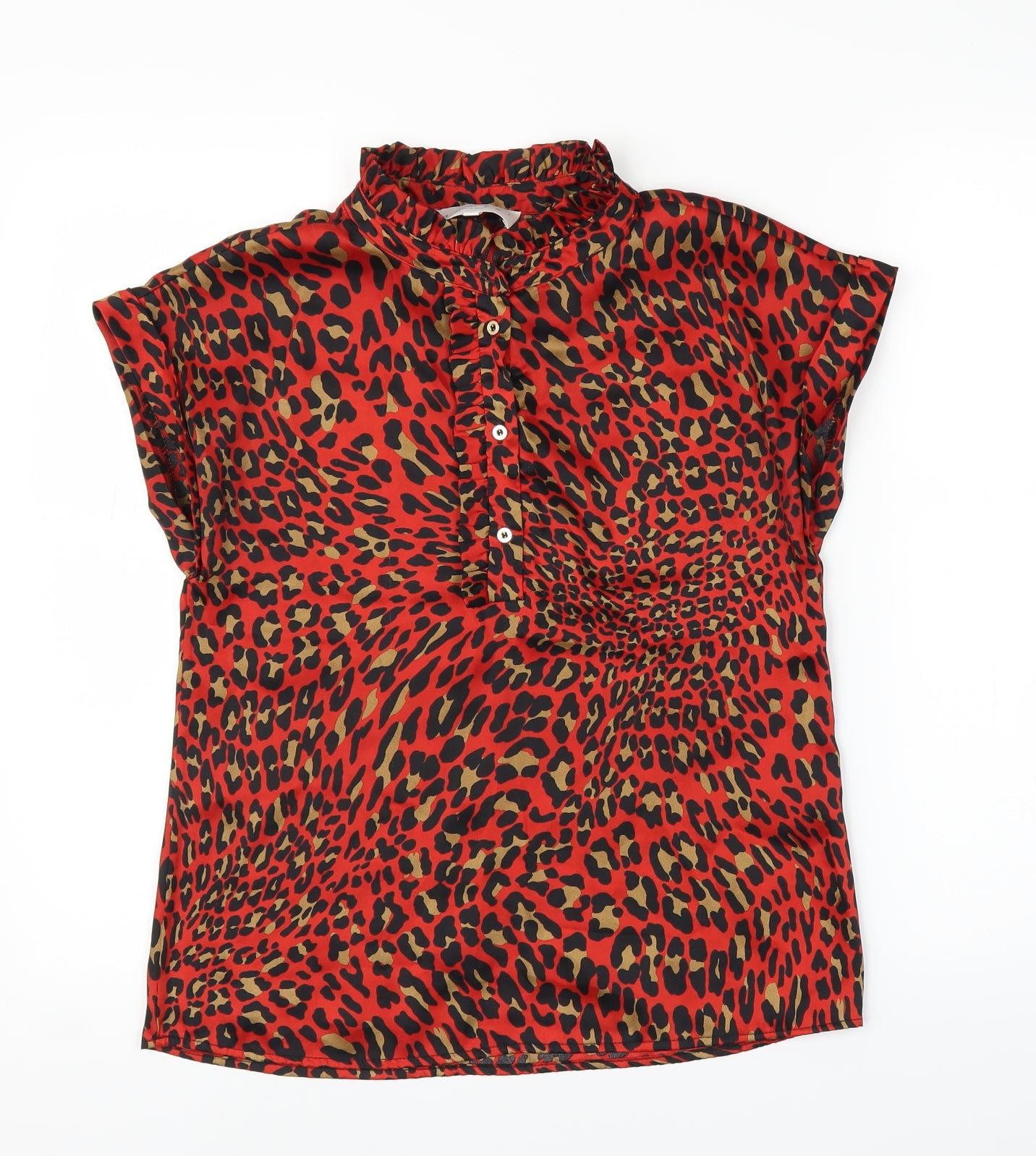 Damsel in a Dress Womens Red Animal Print  Basic Blouse Size 8  - Leopard print