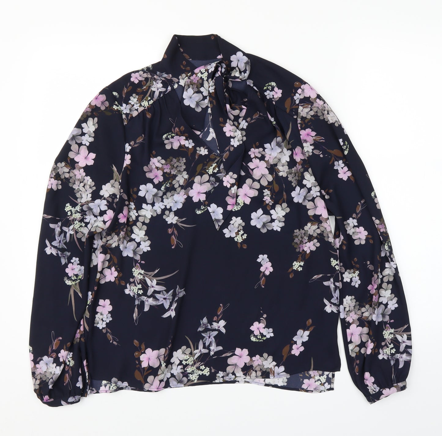Ted Baker Womens Blue Floral  Basic Blouse Size M