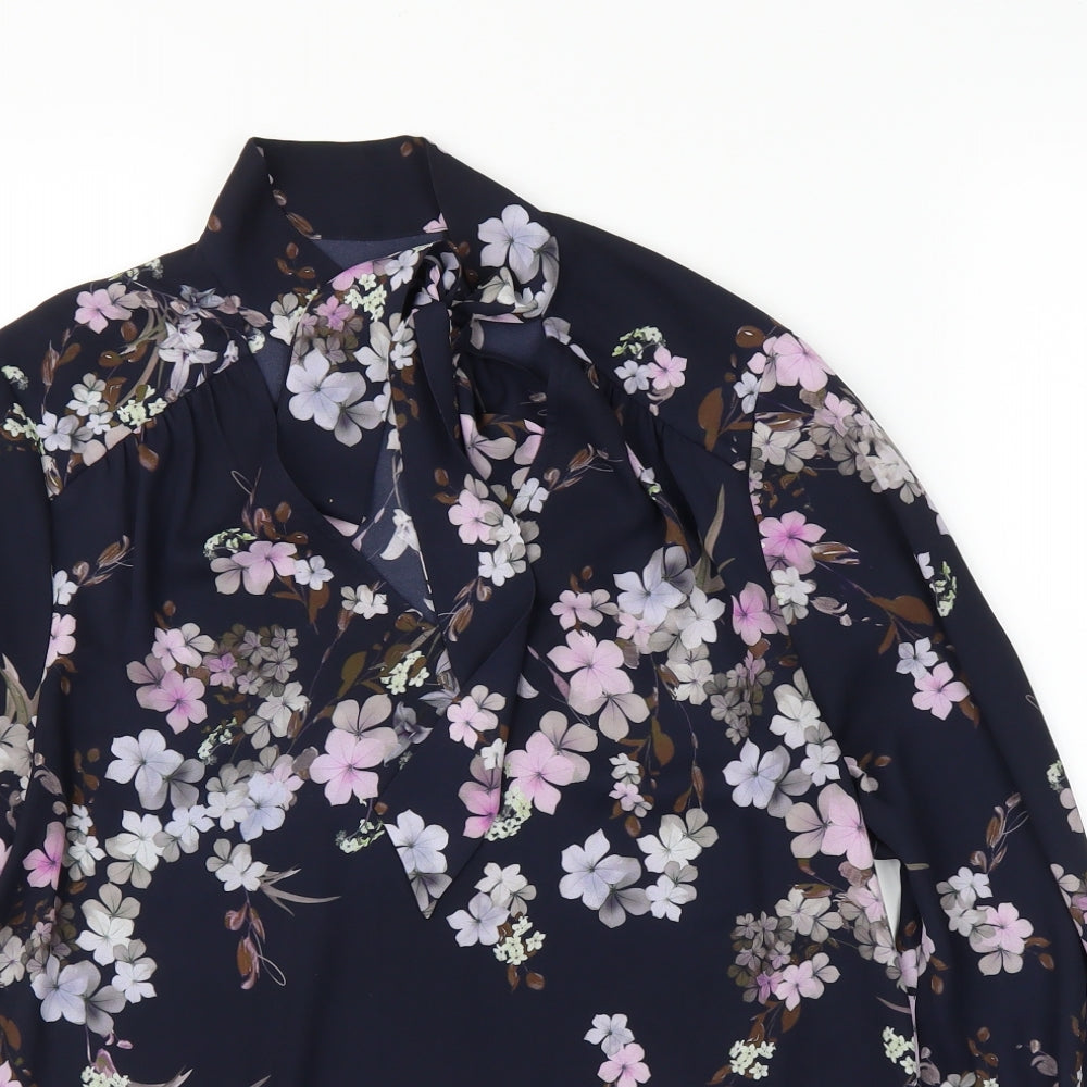 Ted Baker Womens Blue Floral  Basic Blouse Size M