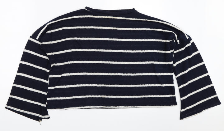 Boohoo Womens Blue Striped  Pullover Jumper Size 12