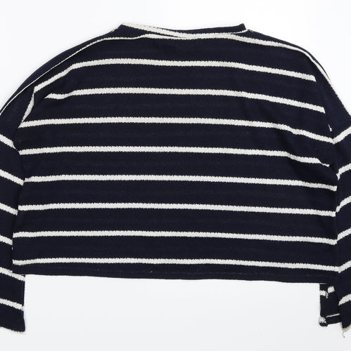 Boohoo Womens Blue Striped  Pullover Jumper Size 12