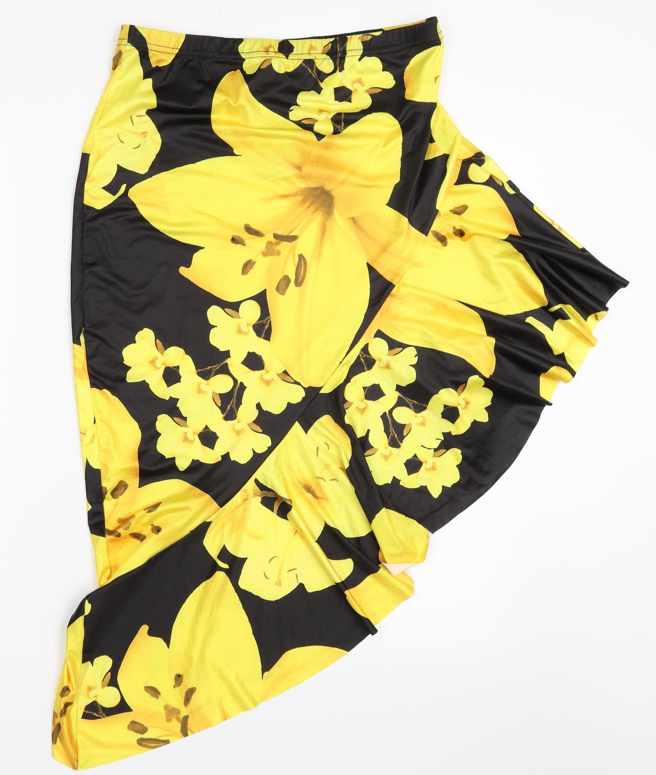 Boohoo Womens Black Floral  Flare Skirt Size 14