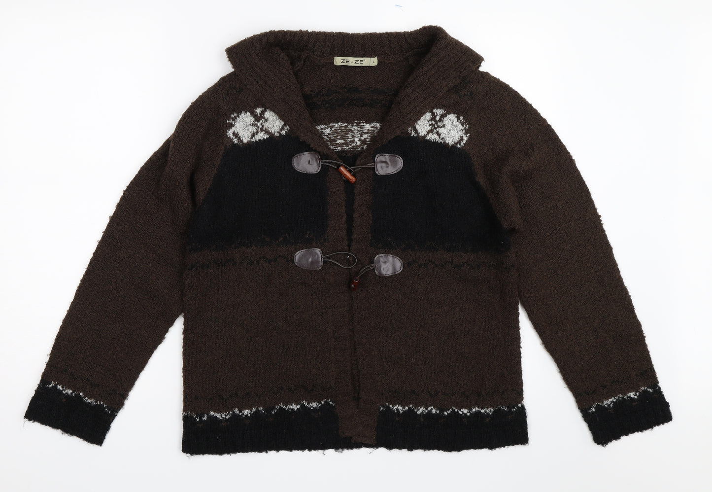 Ze-Ze Womens Brown   Cardigan Jumper Size L