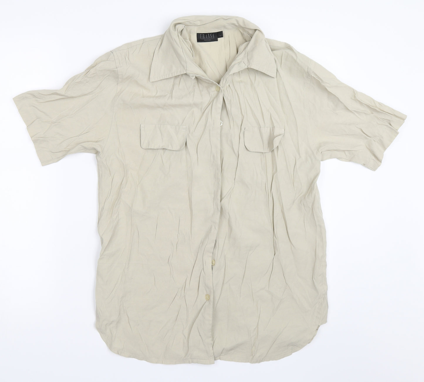 Fransa Mens Beige    Button-Up Size S