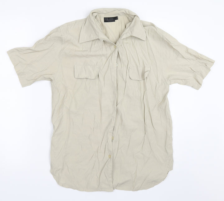 Fransa Mens Beige    Button-Up Size S