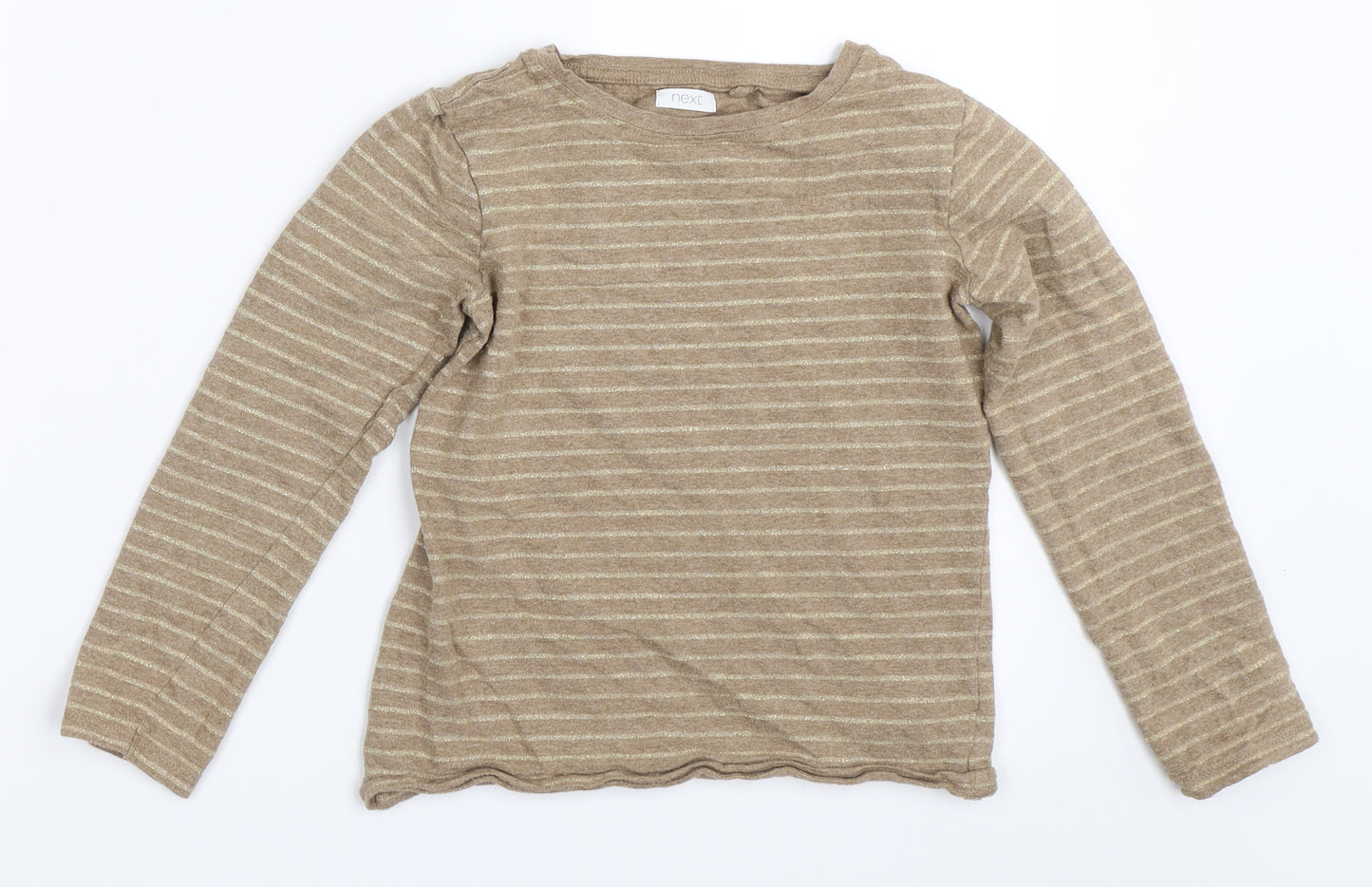 NEXT Girls Beige Striped  Basic T-Shirt Size 8 Years