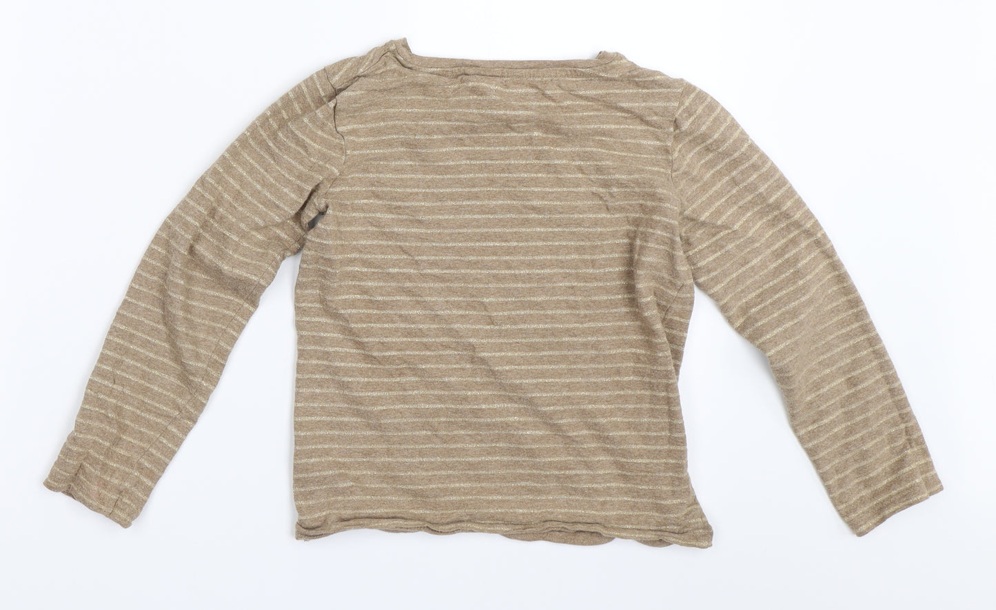 NEXT Girls Beige Striped  Basic T-Shirt Size 8 Years