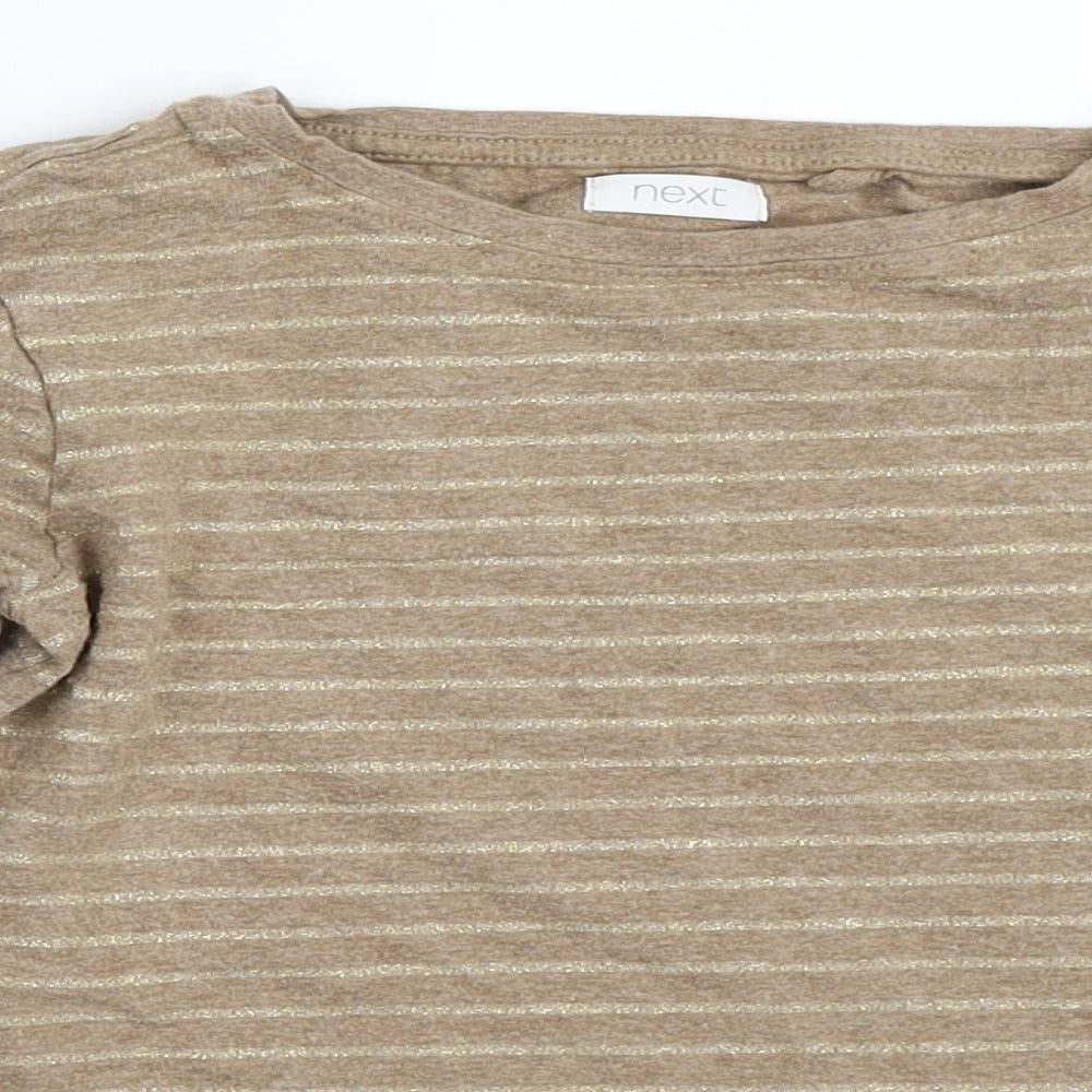 NEXT Girls Beige Striped  Basic T-Shirt Size 8 Years
