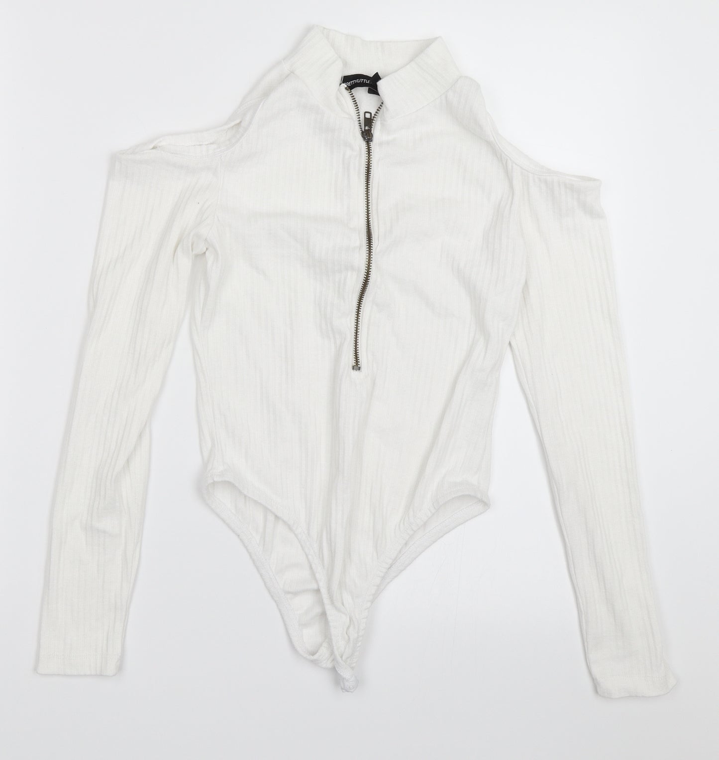 PRETTYLITTLETHING Womens White   Basic T-Shirt Size 10  - Bodysuit