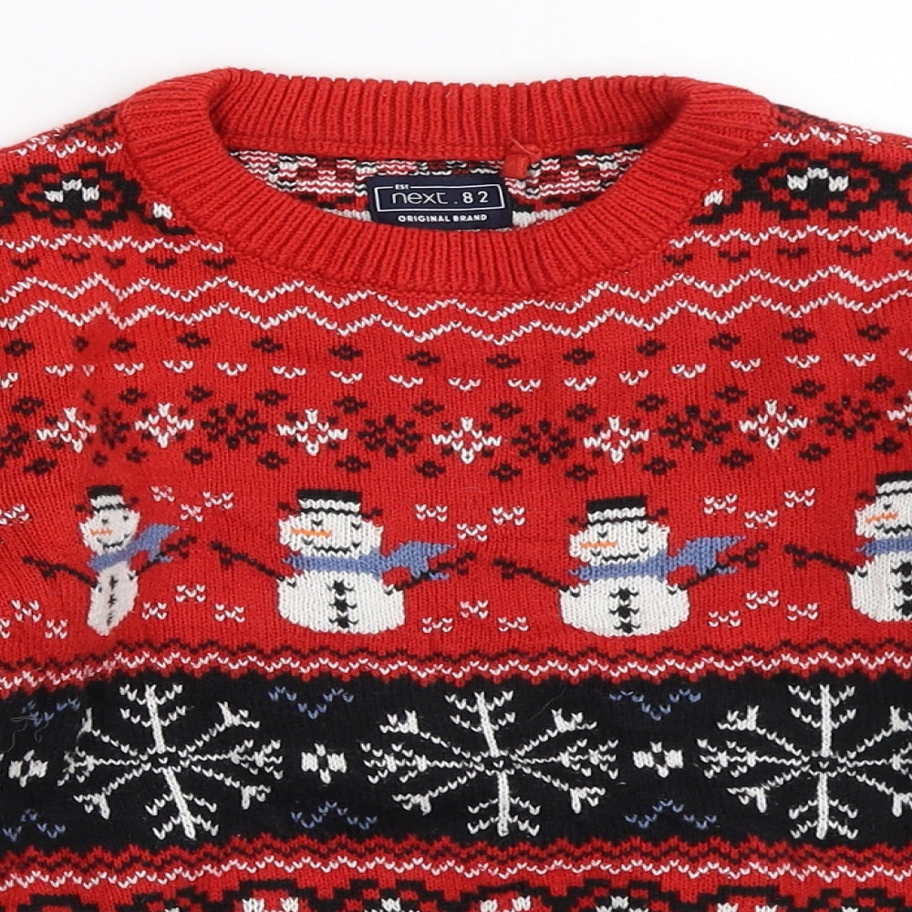 NEXT Boys Red Fair Isle  Pullover Jumper Size 5 Years  - christmas jumper