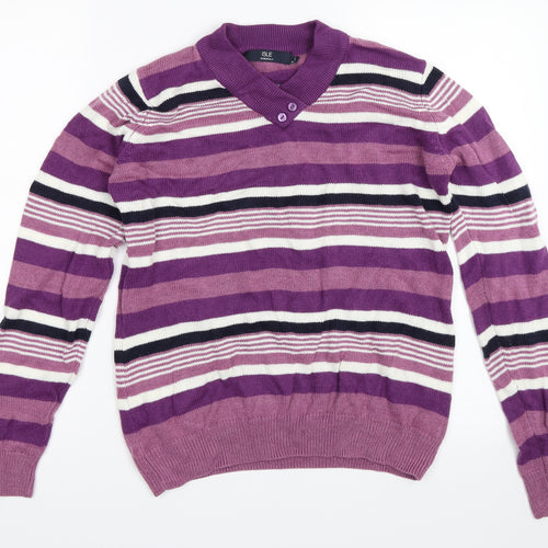 Isle Womens Purple Striped  Pullover Jumper Size S
