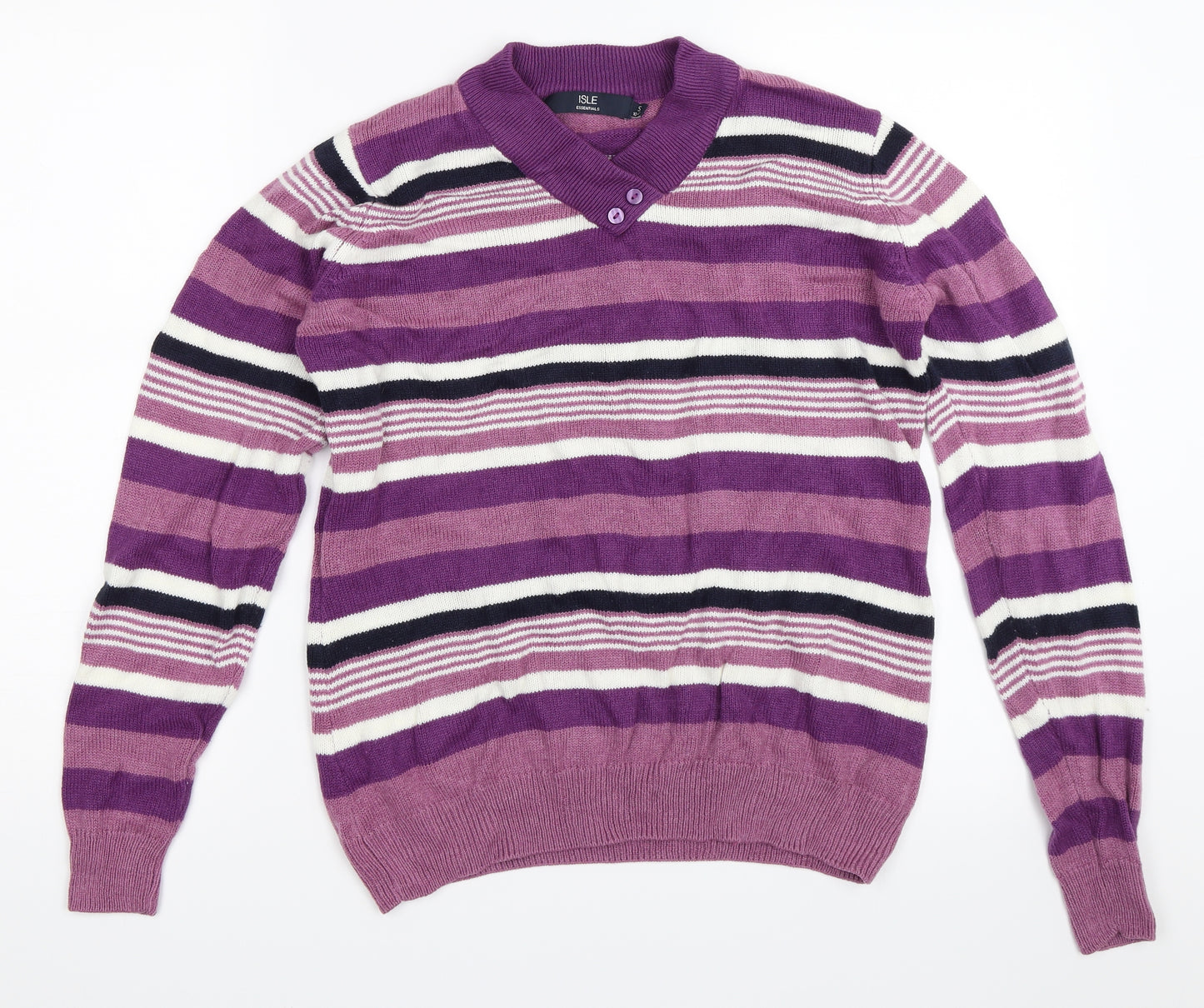Isle Womens Purple Striped  Pullover Jumper Size S