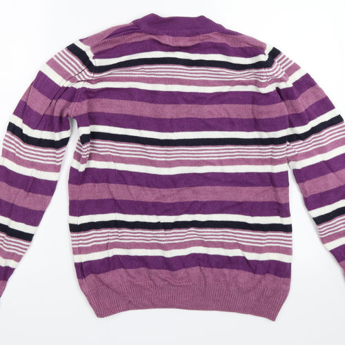 Isle Womens Purple Striped  Pullover Jumper Size S