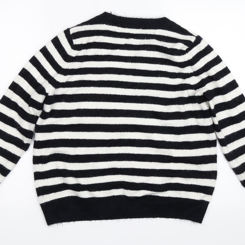 TU Womens Black Striped  Pullover Jumper Size 16