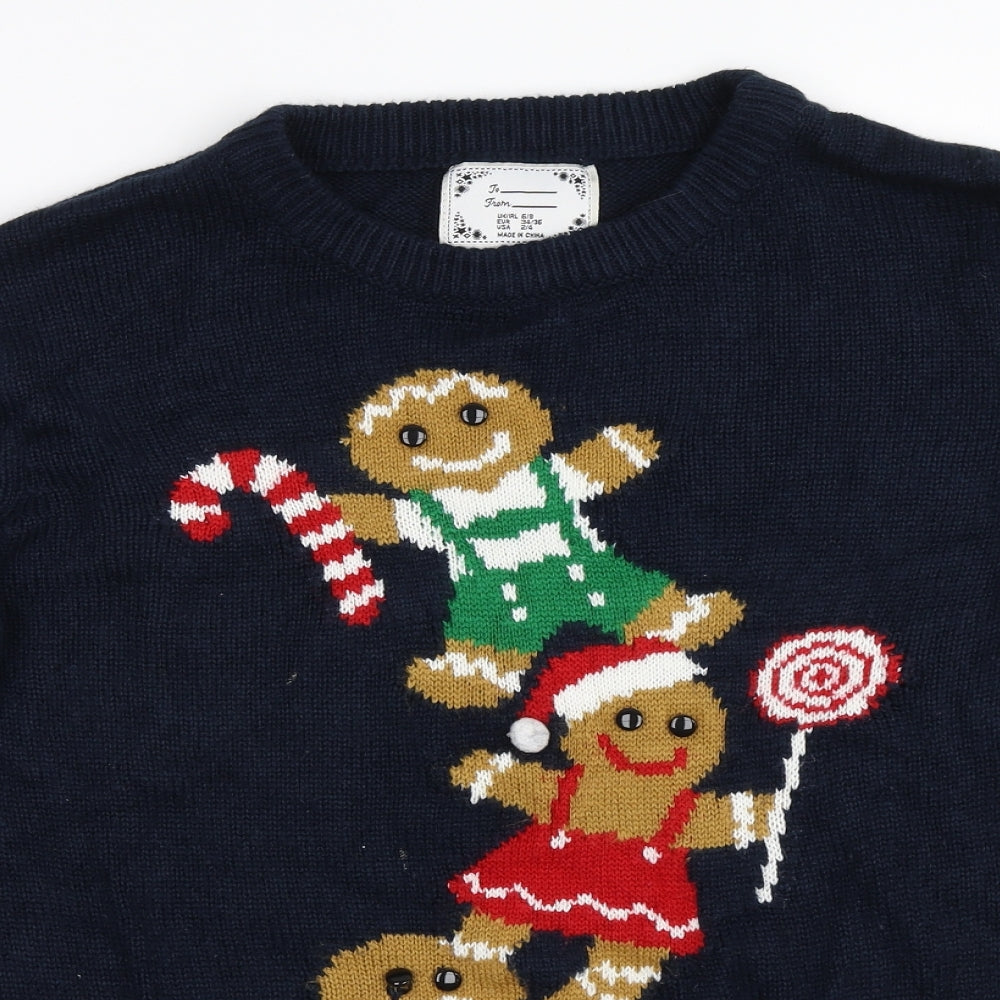 George Womens Blue   Pullover Jumper Size 8  - gingerbread christmas