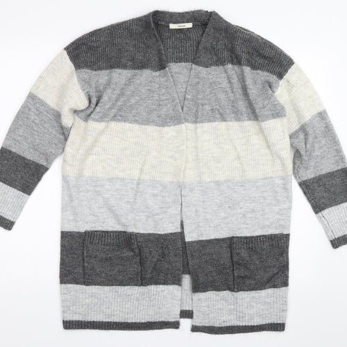 George Womens Grey Striped  Cardigan Jumper Size L