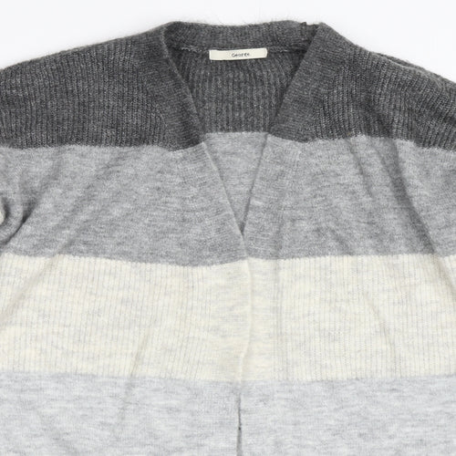 George Womens Grey Striped  Cardigan Jumper Size L