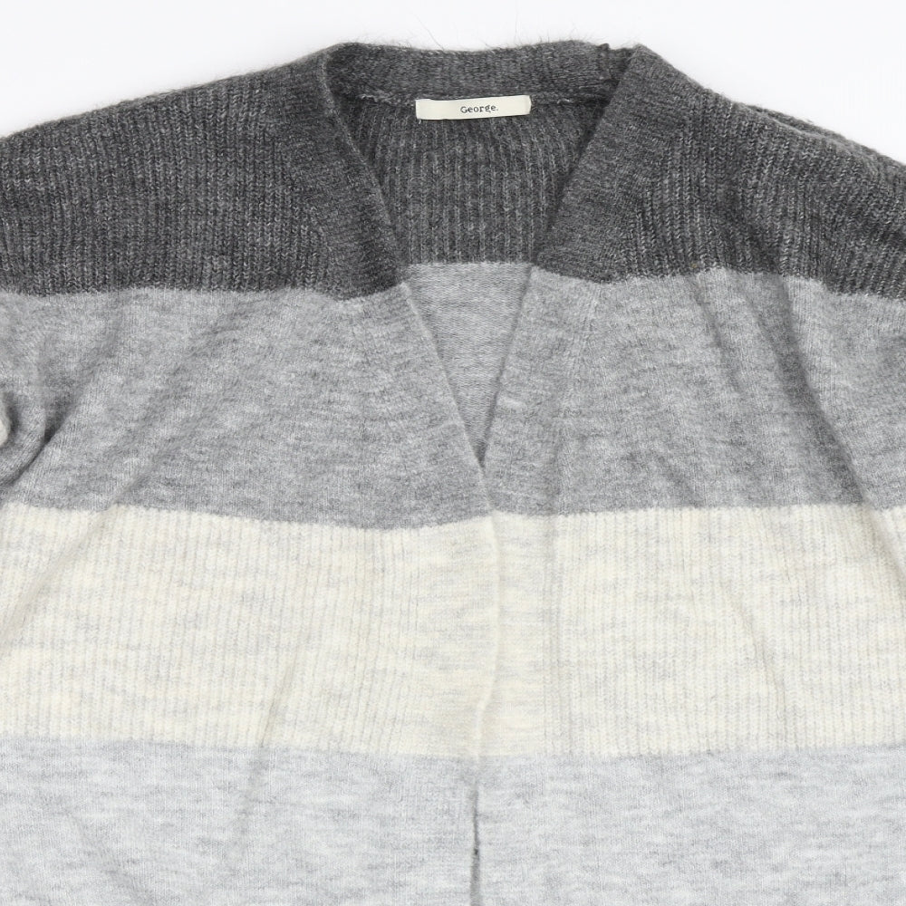 George Womens Grey Striped  Cardigan Jumper Size L
