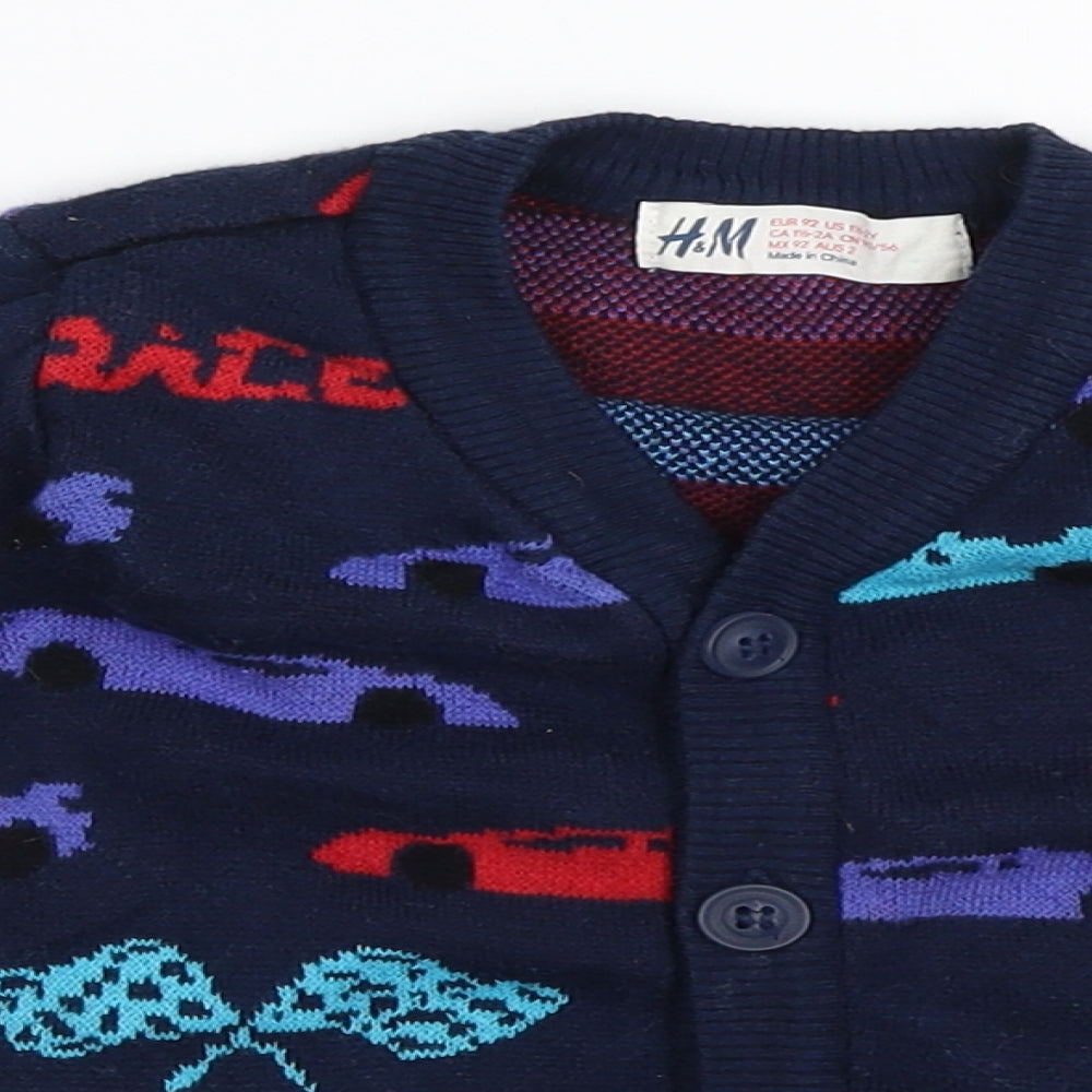 H&M Boys Blue   Cardigan Jumper Size 18-24 Months