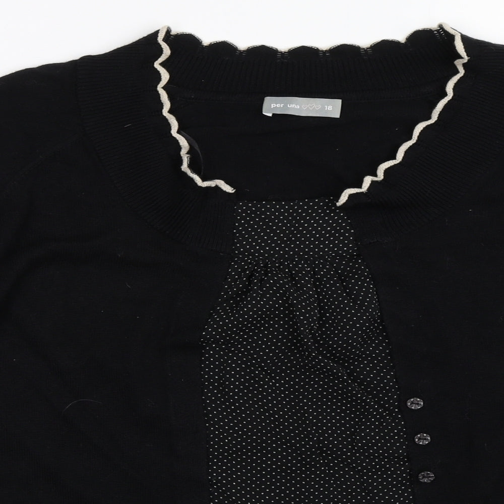 Per Una Womens Black   Cardigan Jumper Size 18