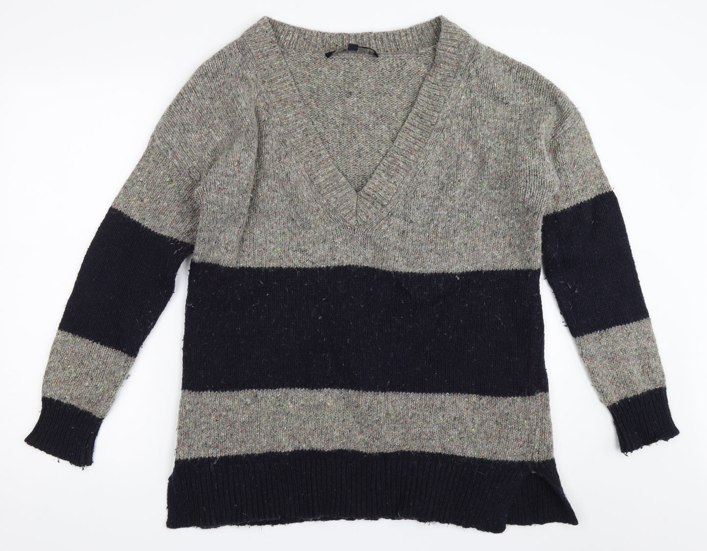 French Connection Womens Grey Striped  Pullover Jumper Size M