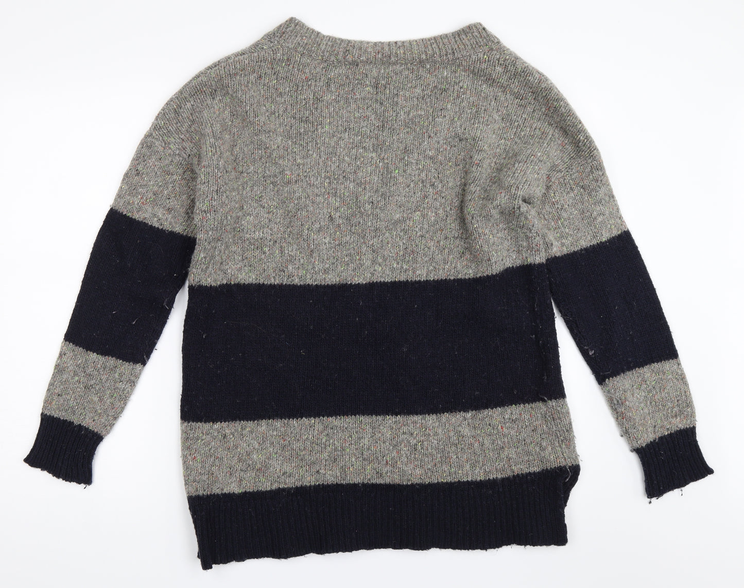 French Connection Womens Grey Striped  Pullover Jumper Size M