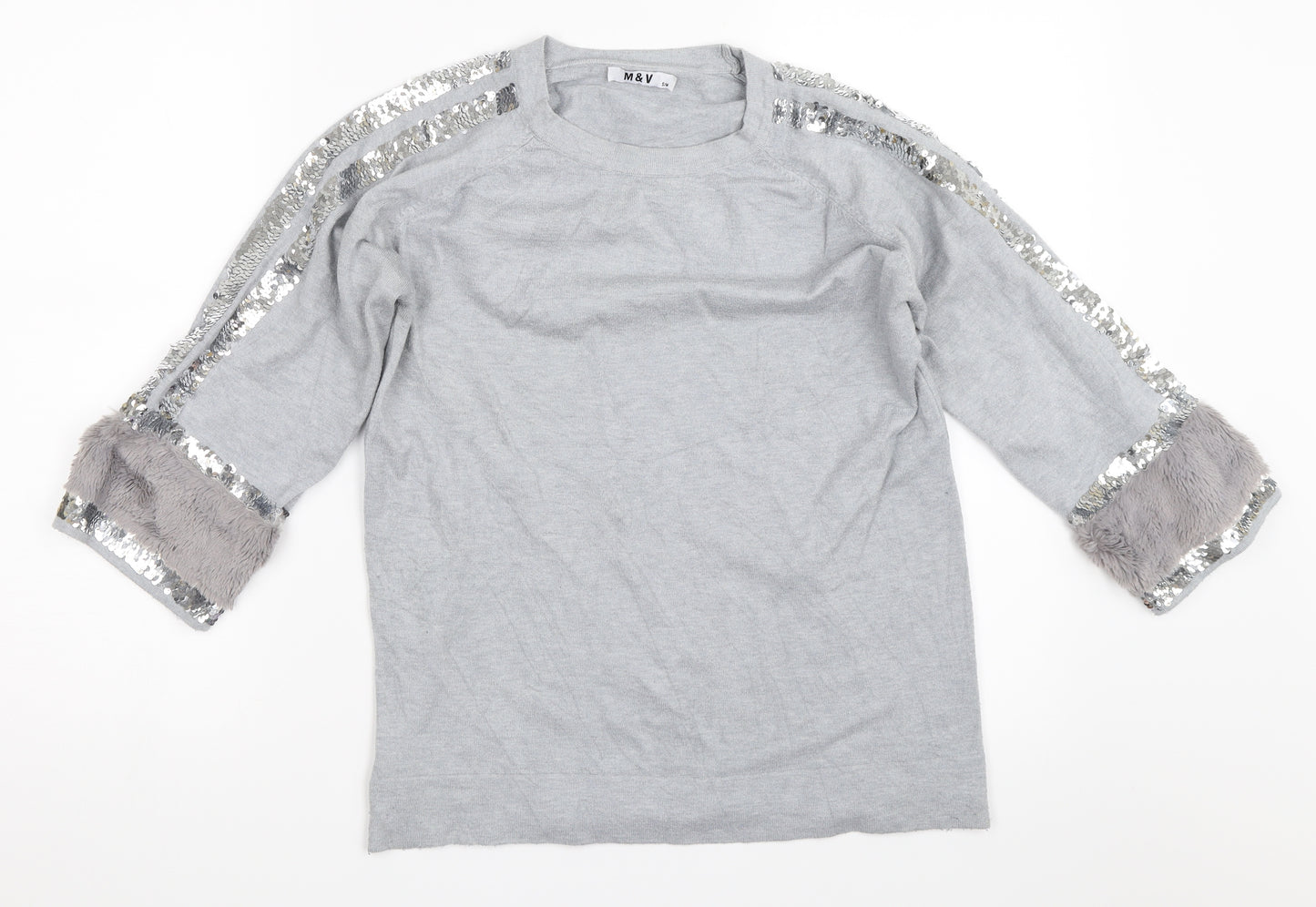 M&V Womens Grey   Pullover Jumper Size S