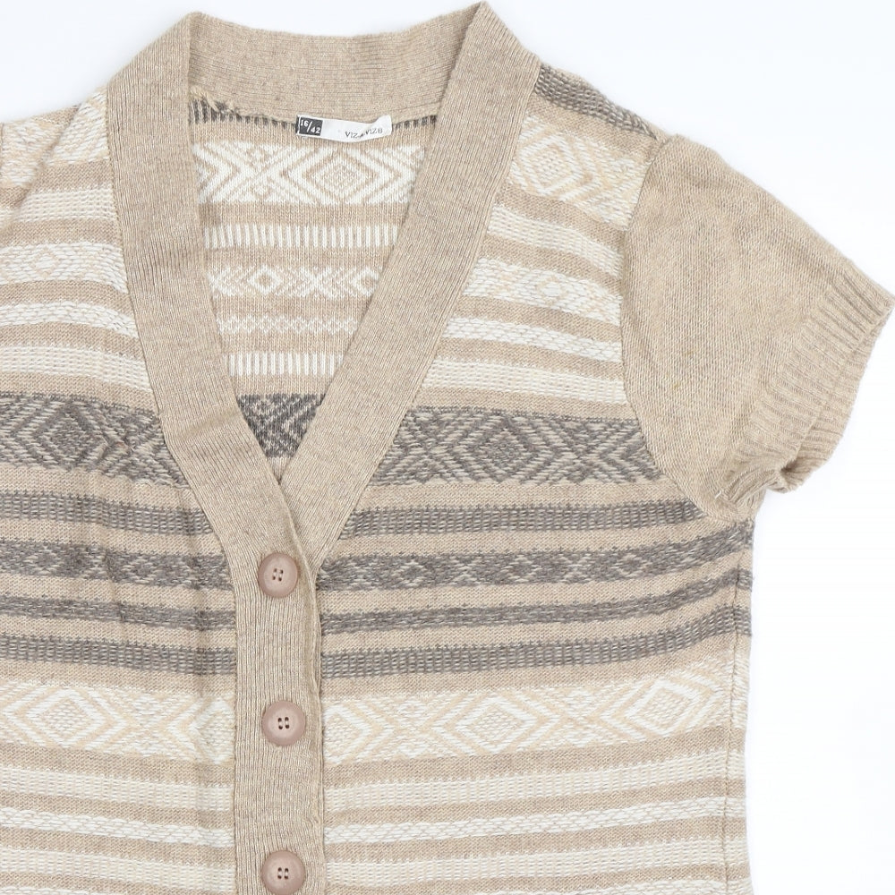 Viz A Viz Womens Beige   Cardigan Jumper Size 16