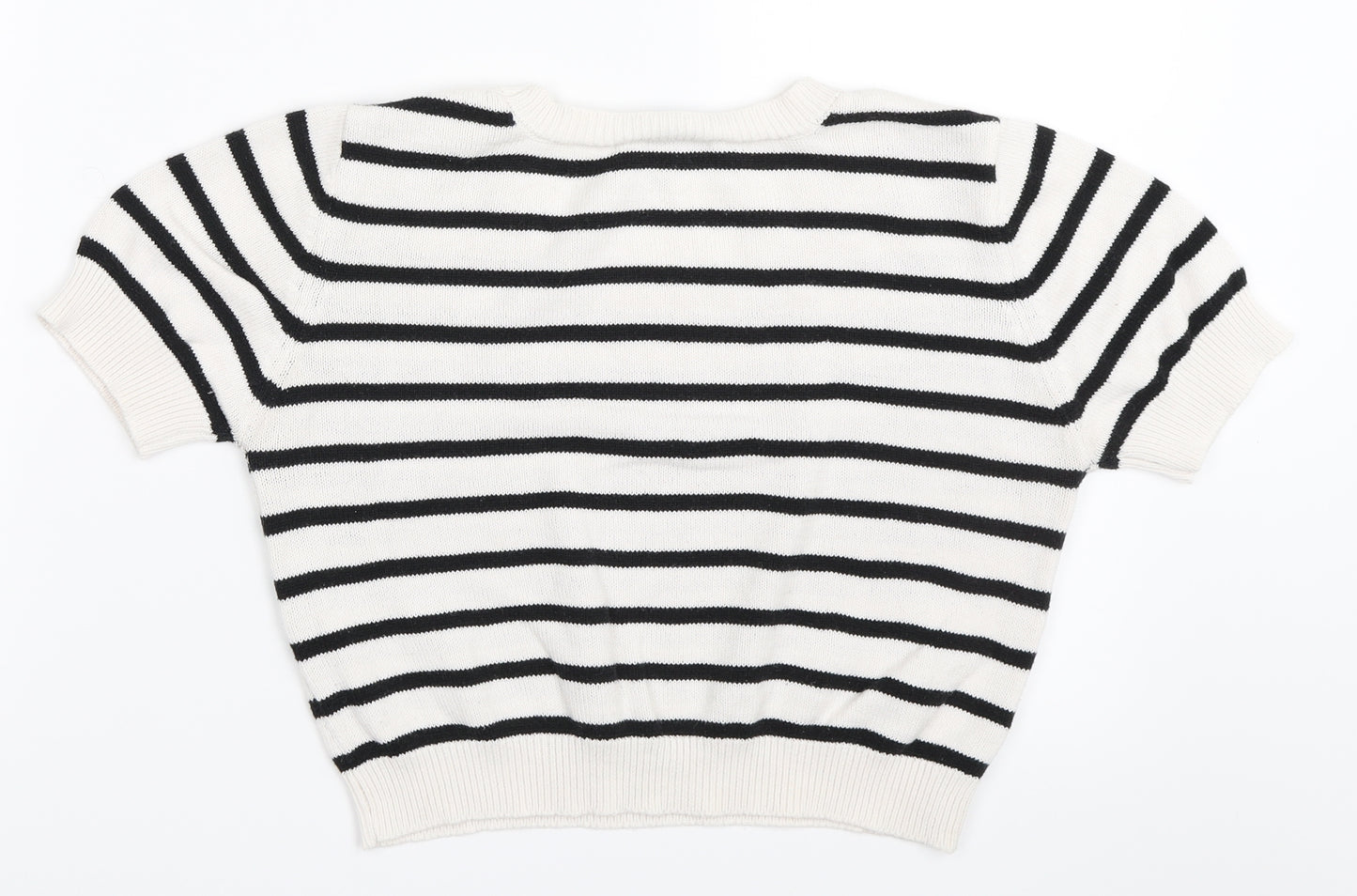 FOREVER 21 Womens White Striped  Pullover Jumper Size L