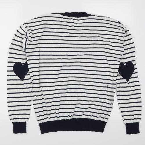 Sheinside Womens Blue Striped  Pullover Jumper Size M  - Love Hearts