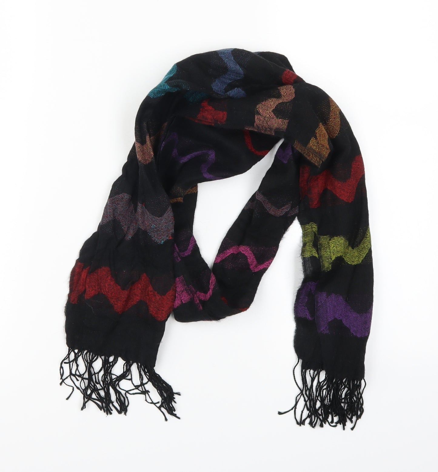 Preworn Womens Multicoloured Geometric   Scarf   - Zig Zag