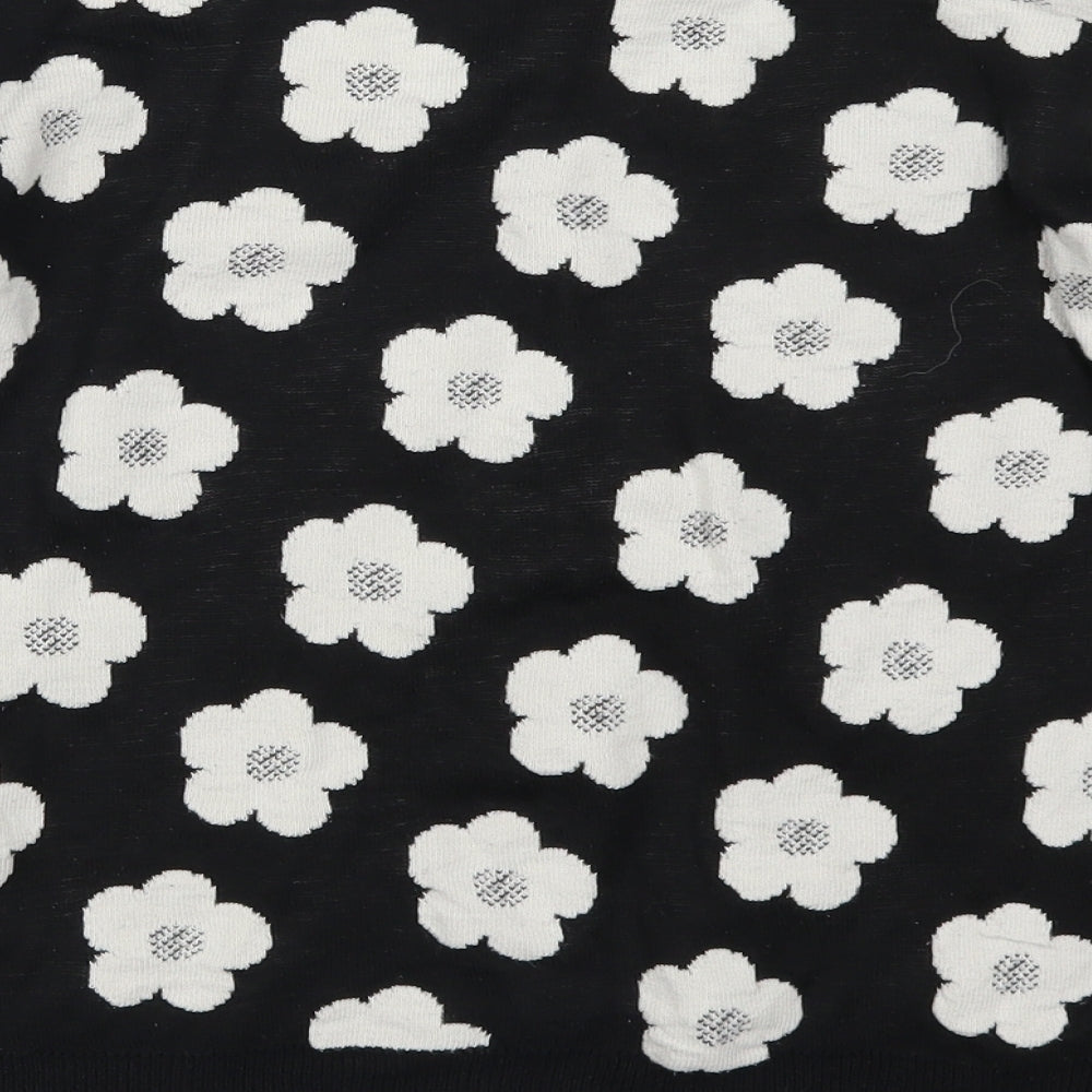 Atmosphere Womens Black Floral Knit Pullover Jumper Size 12  - Black and White