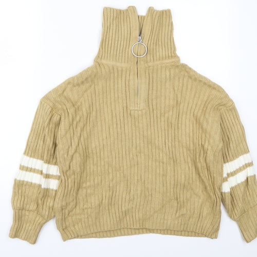Neon Rose Womens Beige Striped  Pullover Jumper Size M