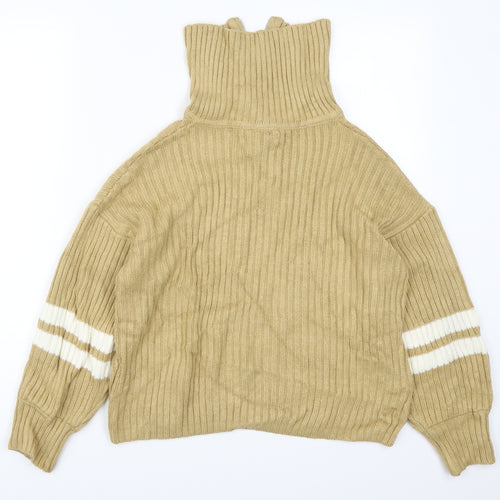 Neon Rose Womens Beige Striped  Pullover Jumper Size M