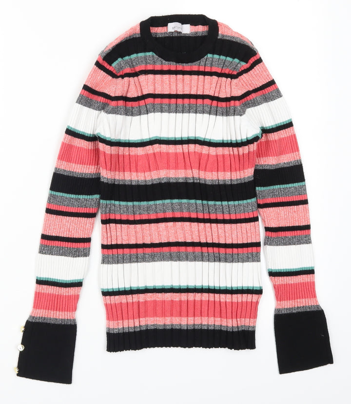 Per Una Womens Pink Striped Knit Pullover Jumper Size 14