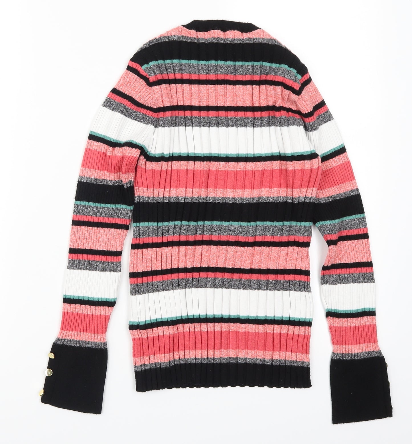 Per Una Womens Pink Striped Knit Pullover Jumper Size 14