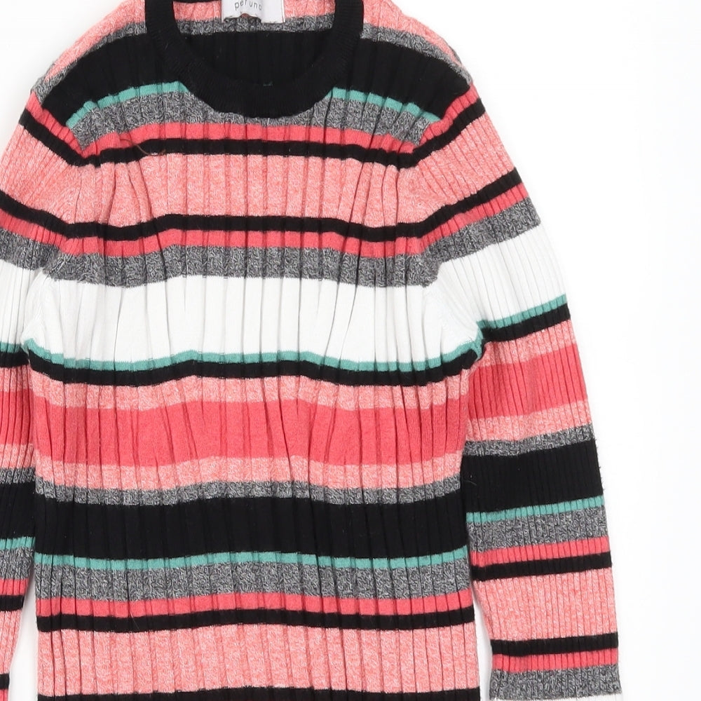 Per Una Womens Pink Striped Knit Pullover Jumper Size 14