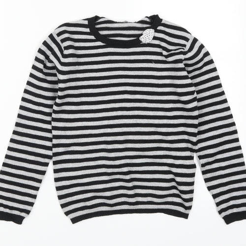 In Extenso Womens Grey Striped  Pullover Jumper Size 8