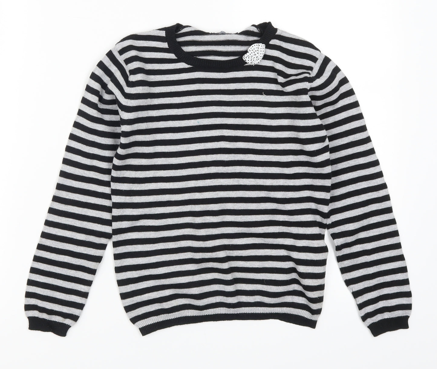 In Extenso Womens Grey Striped  Pullover Jumper Size 8