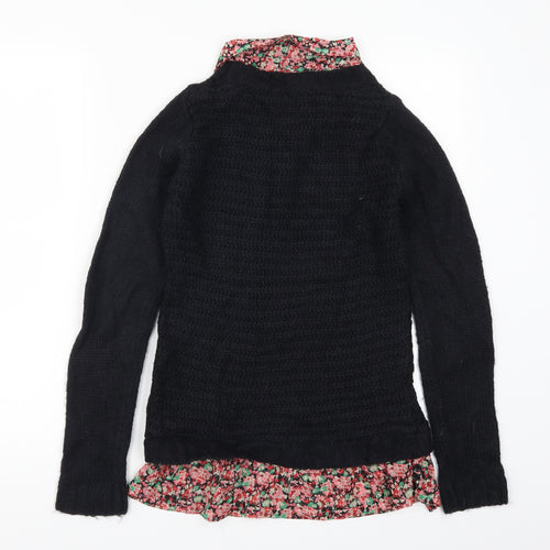 NEXT Womens Black Floral Knit Pullover Jumper Size 6