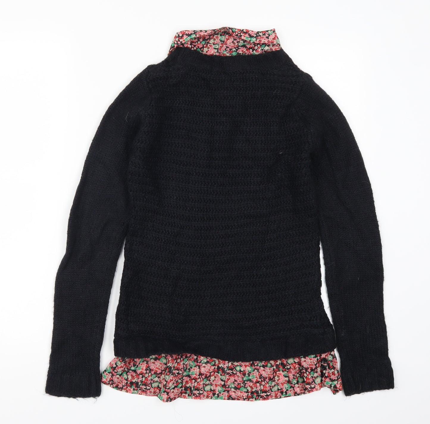 NEXT Womens Black Floral Knit Pullover Jumper Size 6