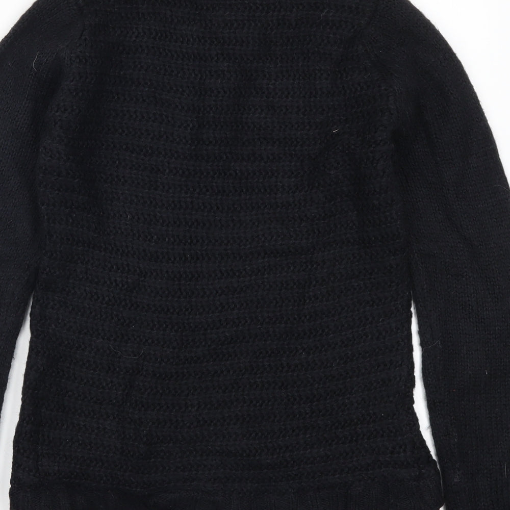 NEXT Womens Black Floral Knit Pullover Jumper Size 6