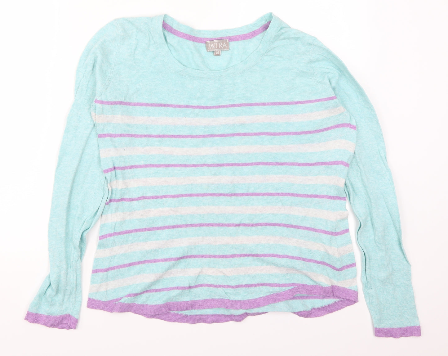 Patra Womens Blue Striped  Pullover Jumper Size M  - Purple