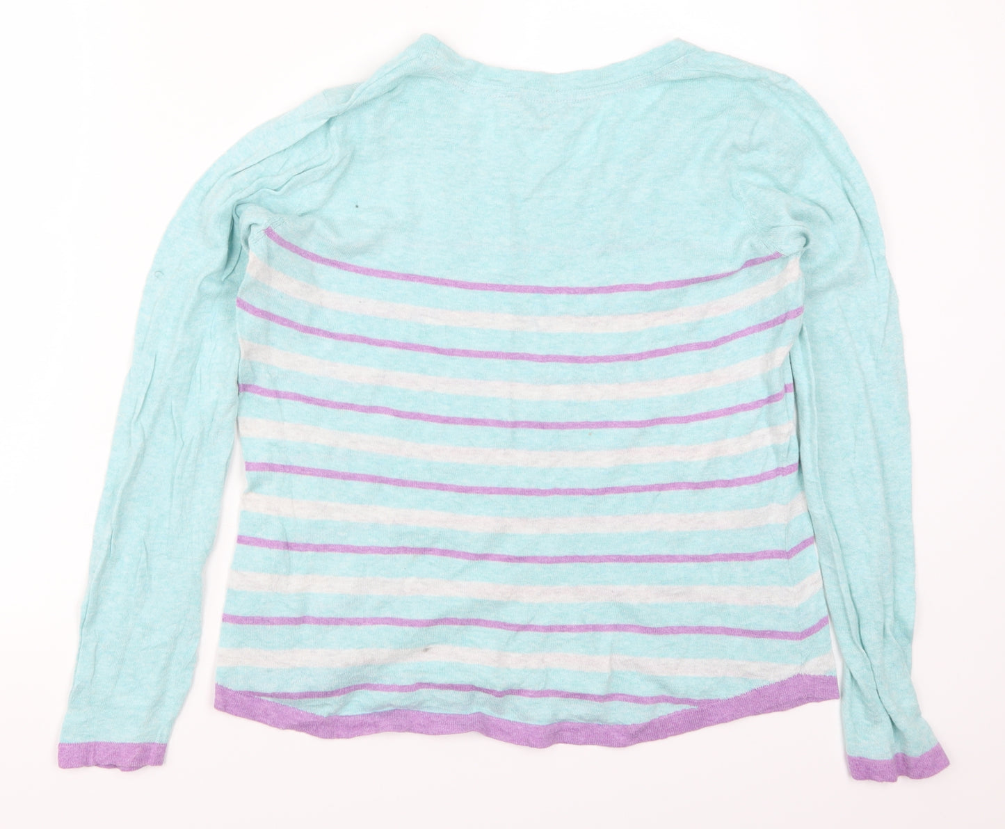 Patra Womens Blue Striped  Pullover Jumper Size M  - Purple