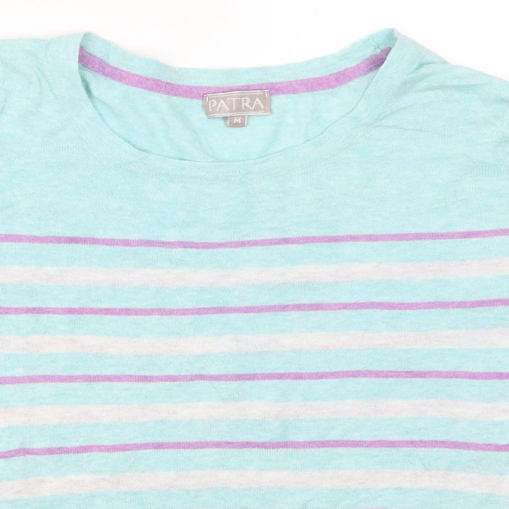 Patra Womens Blue Striped  Pullover Jumper Size M  - Purple