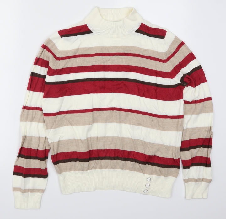 BHS Womens Red Striped Knit Pullover Jumper Size 16  - Beige