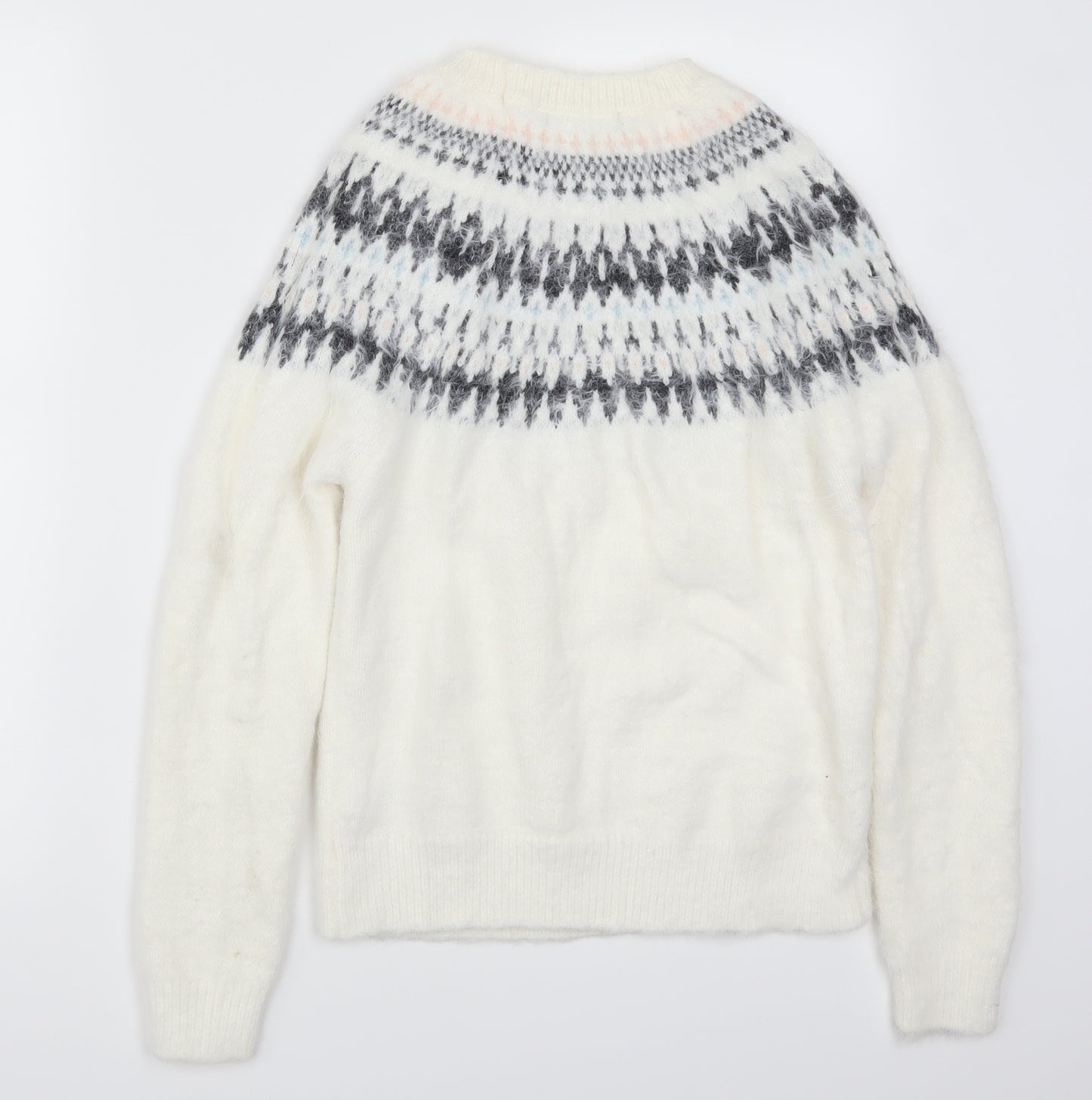 Primark Womens White Fair Isle Knit Pullover Jumper Size 10